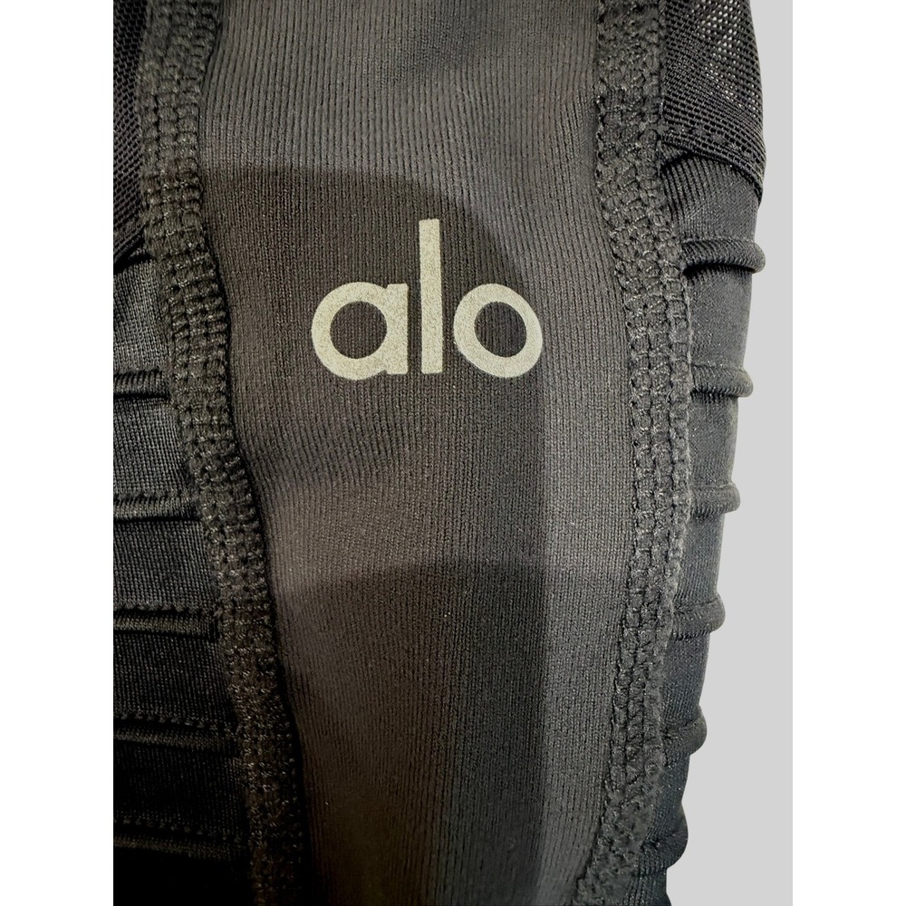 Alo Yoga Moto Leggings Anthracite Dark Gray High Waist Mesh XXS 28"‎ Inseam - Picture 5 of 7